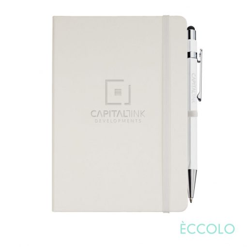 Eccolo® Cool Journal/Atlas Pen/Stylus Pen - (M) White-1
