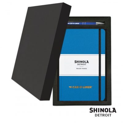Shinola® HardCover Journal/Clicker Pen Gift Set - (M) Cobalt Blue