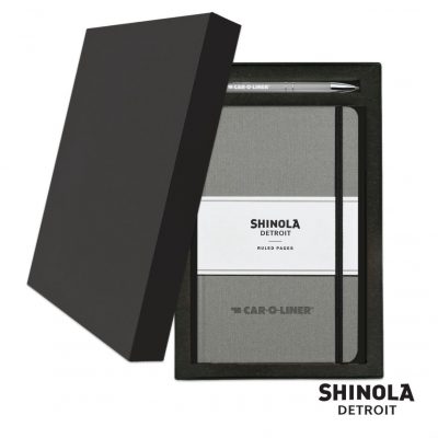Shinola® HardCover Journal/Clicker Pen Gift Set - (M) Light Gray