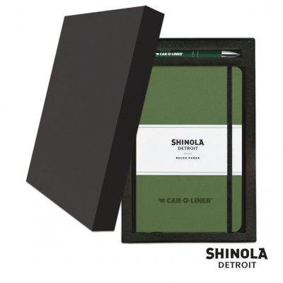 Shinola® HardCover Journal/Clicker Pen Gift Set - (M) Olive Green