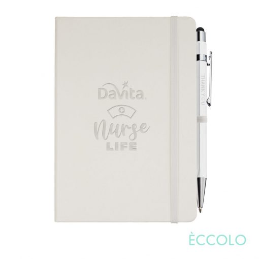 Eccolo® Cool Journal/Atlas Pen/Stylus Pen - (M) White-2