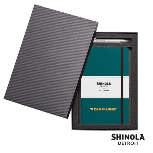 Shinola® HardCover Journal/Clicker Pen - (M) Dark Teal