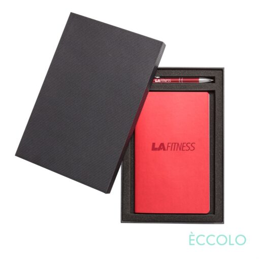 Eccolo® 4 x Single Meeting Journal/Clicker Pen Gift Set - (M) 6"x8" Red-1