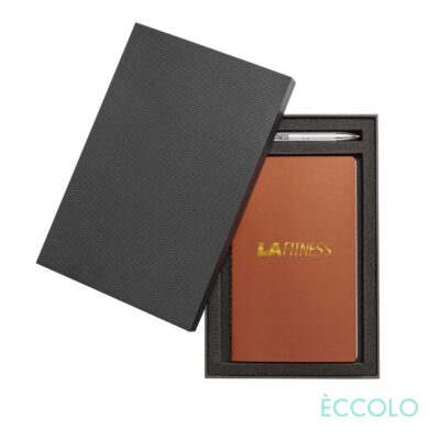 Eccolo® 4 x Single Meeting Journal/Clicker Pen Gift Set - (M) 6"x8" Tan-1
