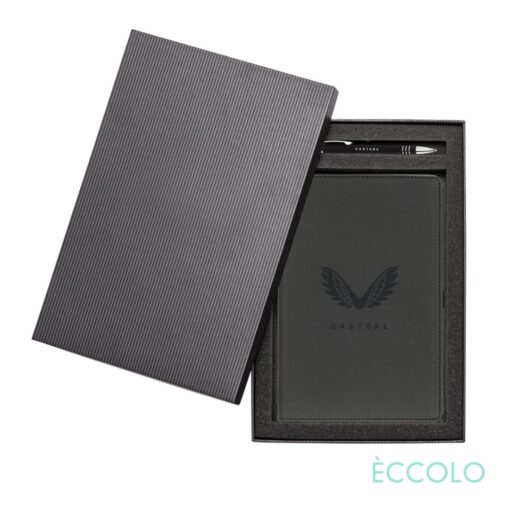 Eccolo® Two Step Journal/Venino Pen Gift Set - (M) Black-1