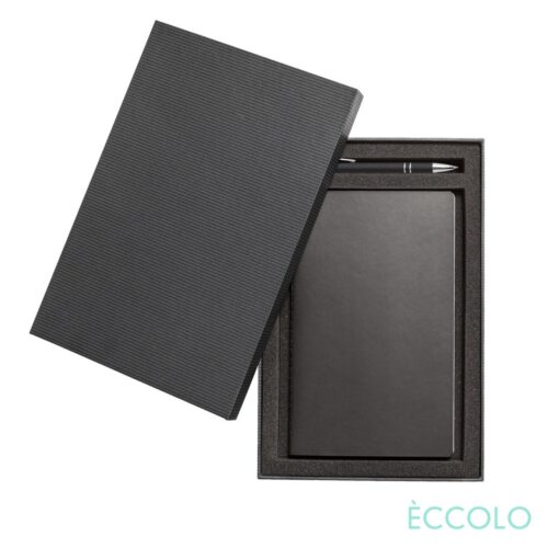 Eccolo® 4 x Single Meeting Journal/Kurt Pen/Stylus Gift Set - (M) 6"x8" Black-2