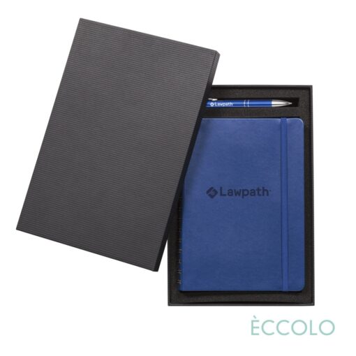 Eccolo® Kabuki Sprial Journal/Clicker Pen Gift Set - (M) 6"x8" Blue-1