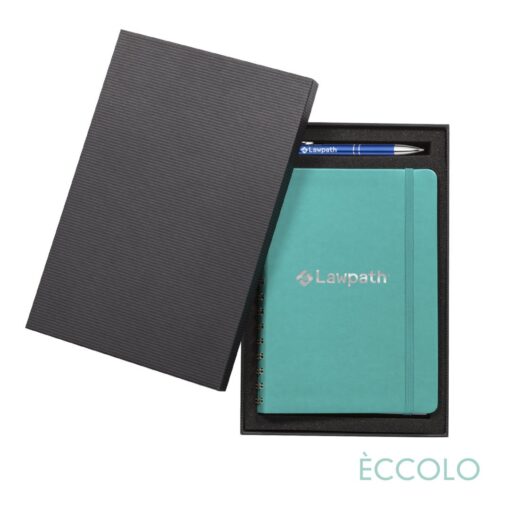 Eccolo® Kabuki Sprial Journal/Clicker Pen Gift Set - (M) 6"x8" Turquoise-1